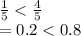 \frac{1}{5} <   \frac{4}{5}  \\  = 0.2 < 0.8