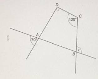 ABCD is a quadrilateral.
Sides are extended as shown.
Show that x = 100°