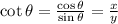 \cot \theta = \frac{\cos \theta}{\sin \theta} = \frac{x}{y}