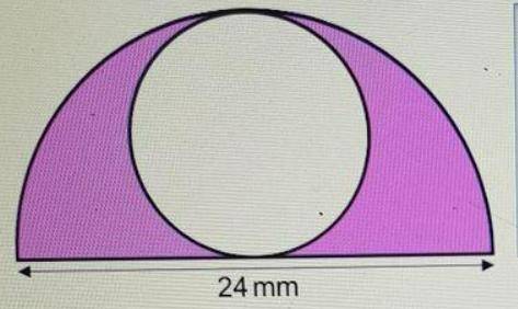 A circle fits inside a semi-circle with the diameter of 24mm.

Cauculate the shaded area.
Sorry I co