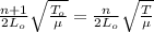 \frac{n+1}{2L_o} \sqrt{\frac{T_o}{ \mu } } = \frac{n}{2L_o}   \sqrt{\frac{T}{\mu } }