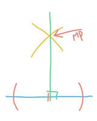 Which step is the same in the construction of a perpendicular line through a point on a line and the