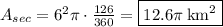 A_{sec}=6^2\pi \cdot\frac{126}{360}=\boxed{12.6\pi\:\mathrm{km^2}}