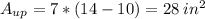 A_{up}=7*(14-10)=28 \: in^{2}