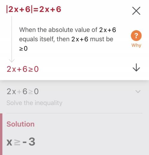 |2x+6|=2x+6
Solve for x