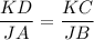 \displaystyle \frac{KD}{JA}=\frac{KC}{JB}