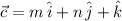 \vec {c} = m\,\hat{i} + n\,\hat{j} + \hat{k}