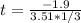 t = \frac{-1.9}{3.51 *1/3}