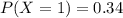 P(X = 1) = 0.34