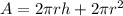 A=2\pi rh+2\pi r^2