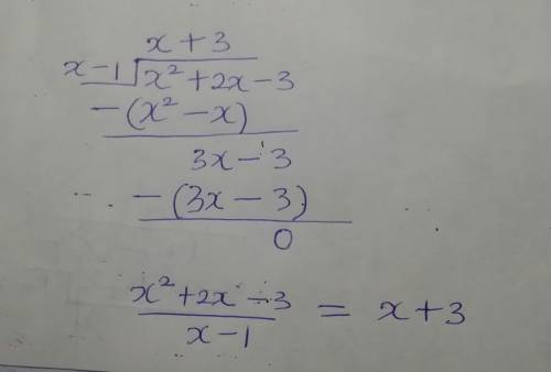 The area of a rectangle is represented by x2 + 2x - 3. The width of the rectangle is x - 1. What is