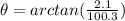 \theta=arctan(\frac{2.1}{100.3})