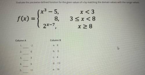 Evaluate the piece-defined function for the given of x by matching the domain values with the range