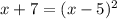 x+7=(x-5)^2