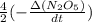 \frac{4}{2} (-\frac{\Delta(N_2O_5)}{dt})