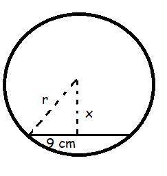A radius of a circle is 14 cm and a chord has 18 cm. What is the distance between the center of the
