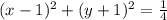 (x-1)^2+(y+1)^2=\frac{1}{4}