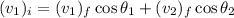 (v_{1})_{i} = (v_{1})_{f}\cos \theta_{1} +  (v_{2})_{f}\cos \theta_{2}