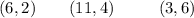 (6,2)\ \ \ \ \ \ (11,4)\ \ \ \ \ \ \ \ (3,6)