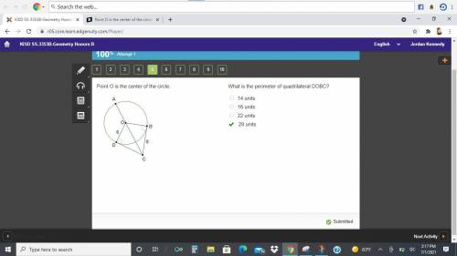 Point O is the center of the circle.
 

Circle O is shown. Tangents D C and B C intersect at point C