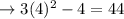 \to \inft3(4)^2-4=44