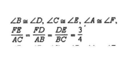 Identify the pairs of congruent angles and proportional corresponding side lengths