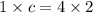 1\times c=4\times 2