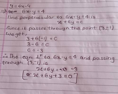 PLEASE HELP

Write an equation of a line that passes through (3, -1) and is parallel and perpendicul