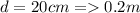 d=20cm=0.2m