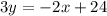 3y=-2x+24