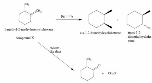 Compound X has the formula C8H14.

X reacts with one molar equivalent of hydrogen in the presence of