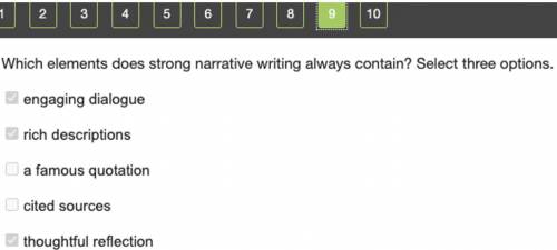 Which elements does strong narrative writing always contain? Check all that apply.