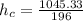 h_c = \frac{1045.33}{ 196}