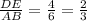 \frac{DE}{AB}=\frac{4}{6}=\frac{2}{3}