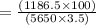 =\frac{(1186.5 \times 100)}{(5650 \times 3.5)}