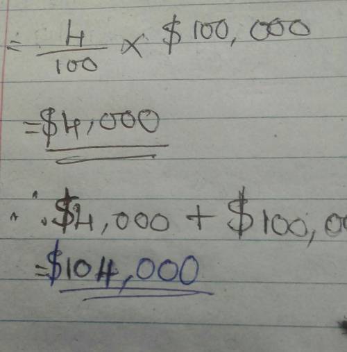 A person borrows $100,000 at a 4% simple interest rate for 1/2 year. How much simple interest I in d