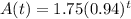 A(t) = 1.75(0.94)^t