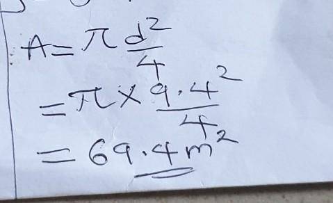 Find the area of a circle with diameter, d = 9.4m. Give your answer rounded to 1 DP.