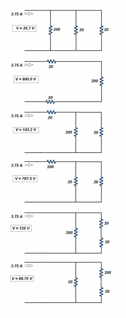 Voltage needed to raise current to 3.75a using 20,20,200 resistor set