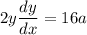 \displaystyle   2y\frac{dy}{dx}=  16a