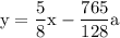 \rm \displaystyle y =  \frac{5}{8} x  -  \frac{765}{128} a