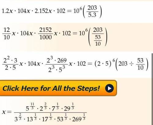 1.20 × 104) × (2.152 × 102) = × 10^6 203/5.3=