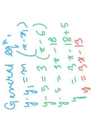 Find the equation of the line that is parallel to the line 3x - y = 2
and passes through (6,5).