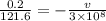 \frac{0.2}{121.6} =-\frac{v}{3\times 10^8}