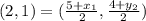 (2,1)=(\frac{5+x_1}{2},\frac{4+y_2}{2})