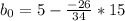 b_0 = 5 - \frac{-26}{34}*15