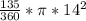 \frac{135}{360} *\pi  *14^{2}