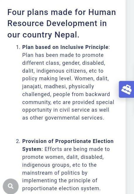 What plan has been made for the human resource development in our country nepal?​