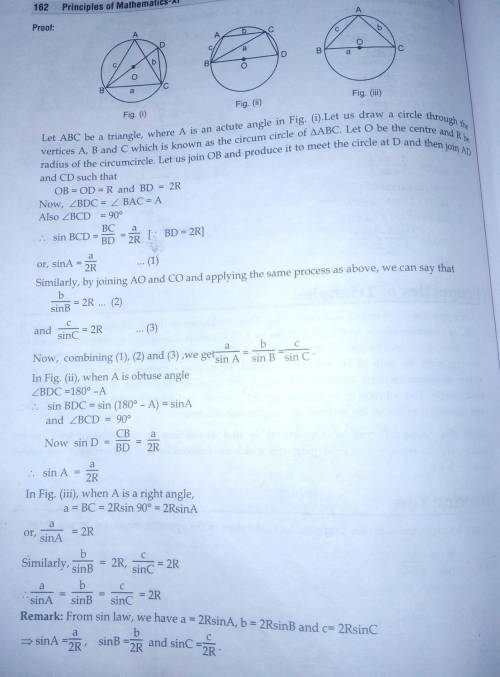 Verify the sine law by taking particular triangle in four quadrant.​