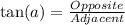 \tan(a) = \frac{Opposite}{Adjacent}